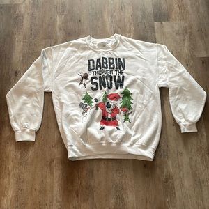 Christmas Santa crew sweatshirt “dabbin through the snow”